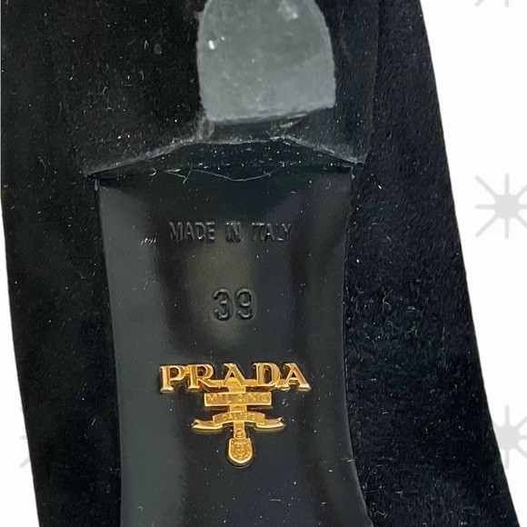 Prada Pointy Toe Pumps Kitten Stiletto Heels 39 Black Suede Crystal Brooch EUC🖤 - Picture 9 of 11